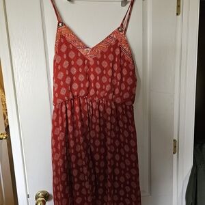Xhilaration Red and Orange Patterned Dress